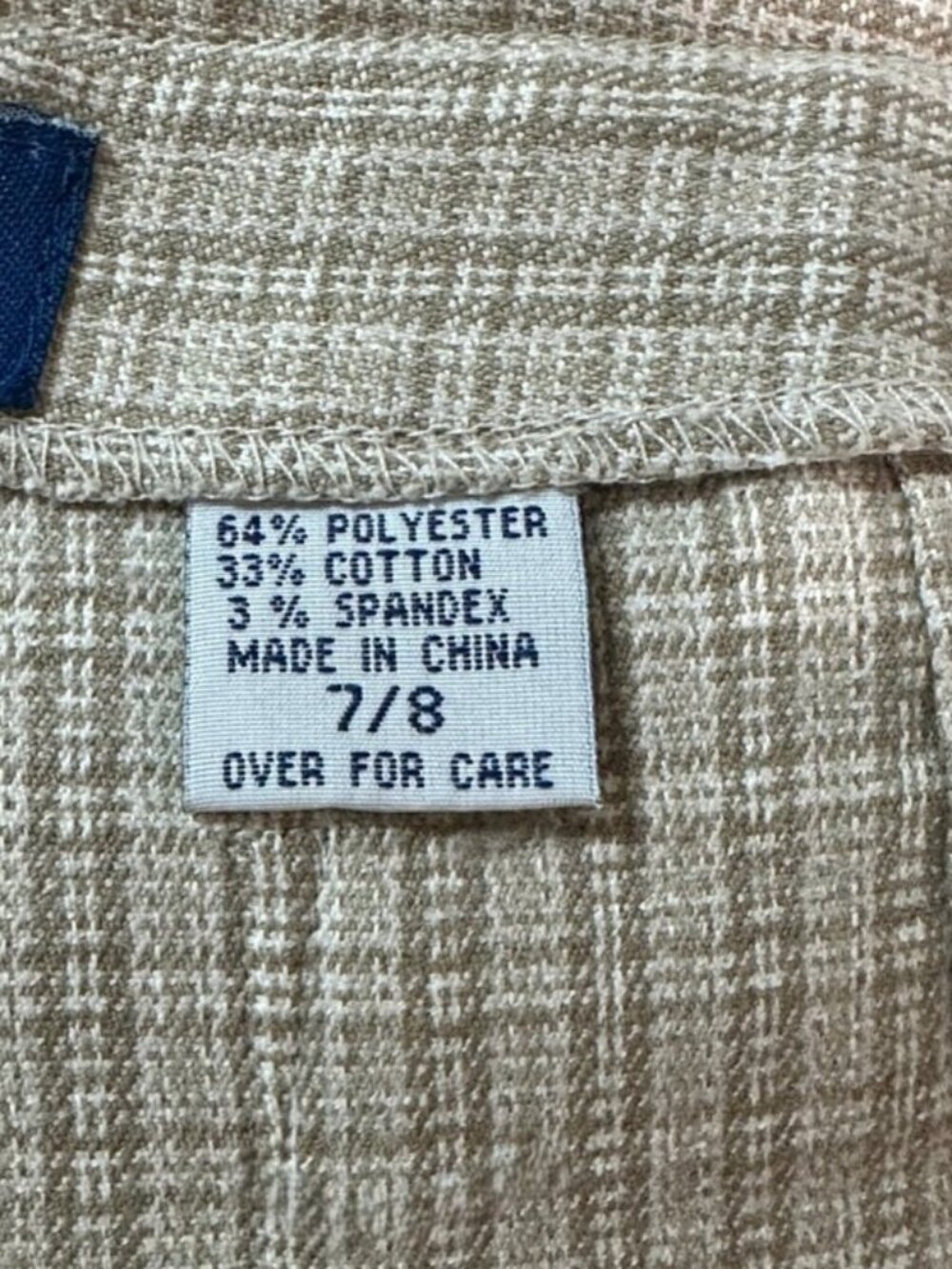 Vintage 90s Express Bleus Comfort Stretch Micro-Plaid Shorts - Tan & Cream - 7/8 - Picture 10 of 10